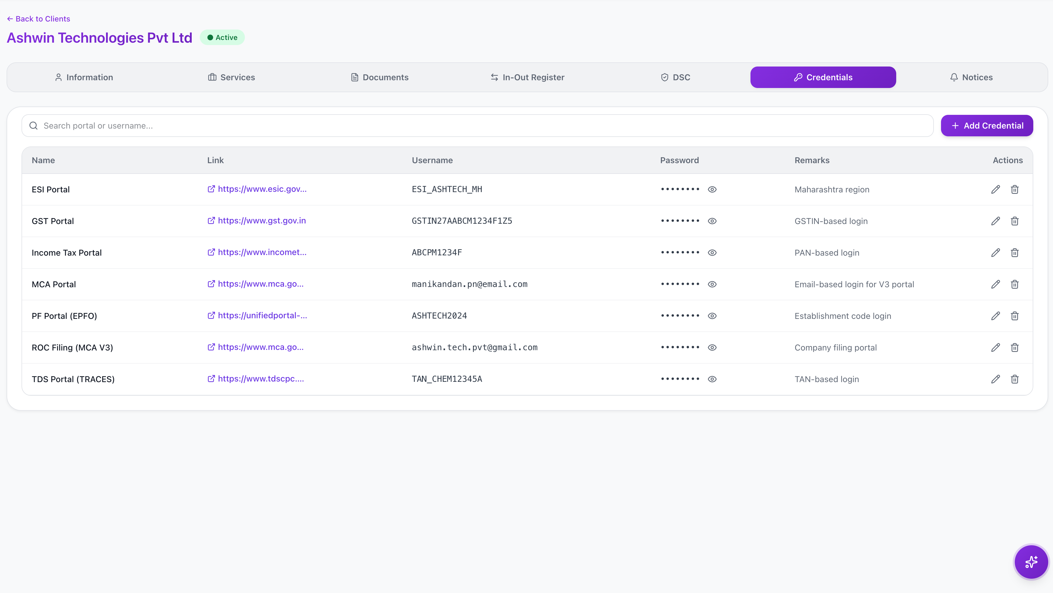 Credential Vault screenshot